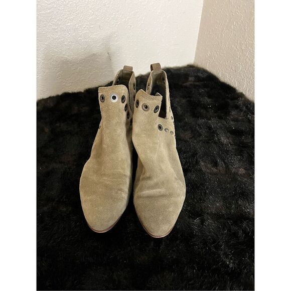 SAM EDELMAN Olive Suede Grommet Booties Size 6 - Picture 2 of 5